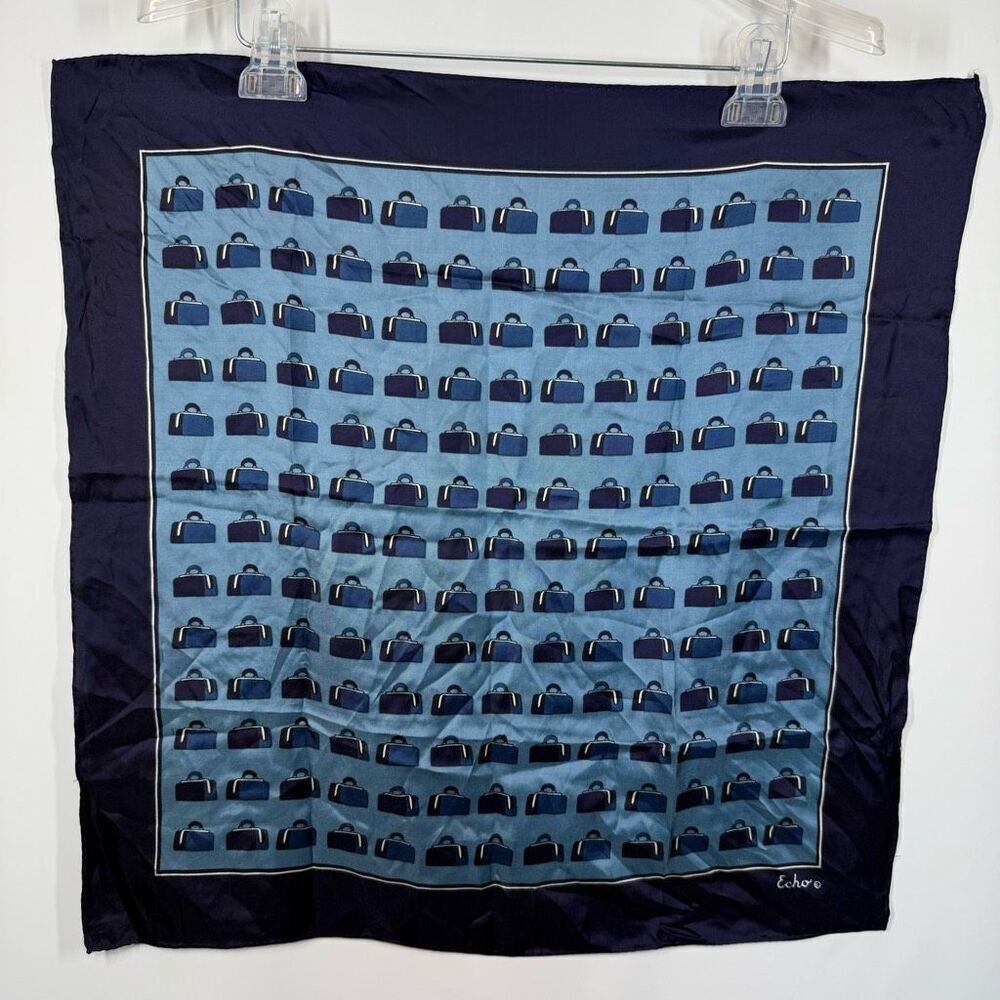 Vintage Echo silk suitcases scarf made in Japan 22x22”
